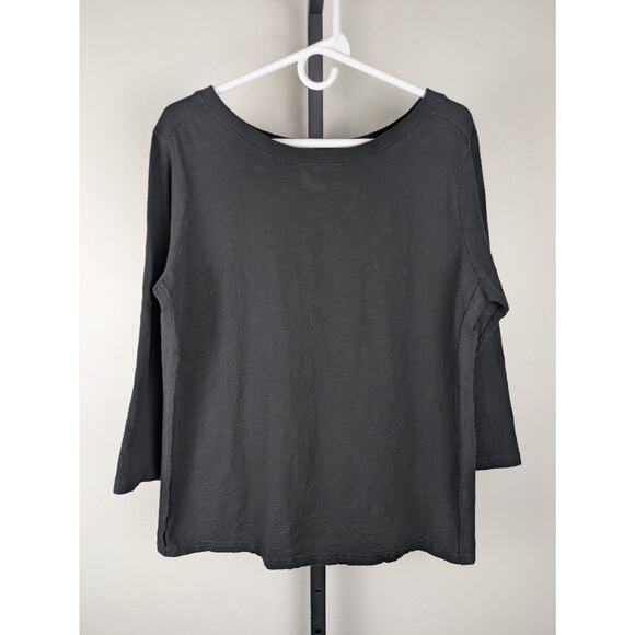 Pact black 100% organic cotton 3/4 length sleeve slub knit t-shirt - Picture 1 of 5